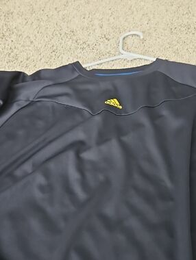 Adidas Men’s Black Swim Rash Guard with Yellow Logo